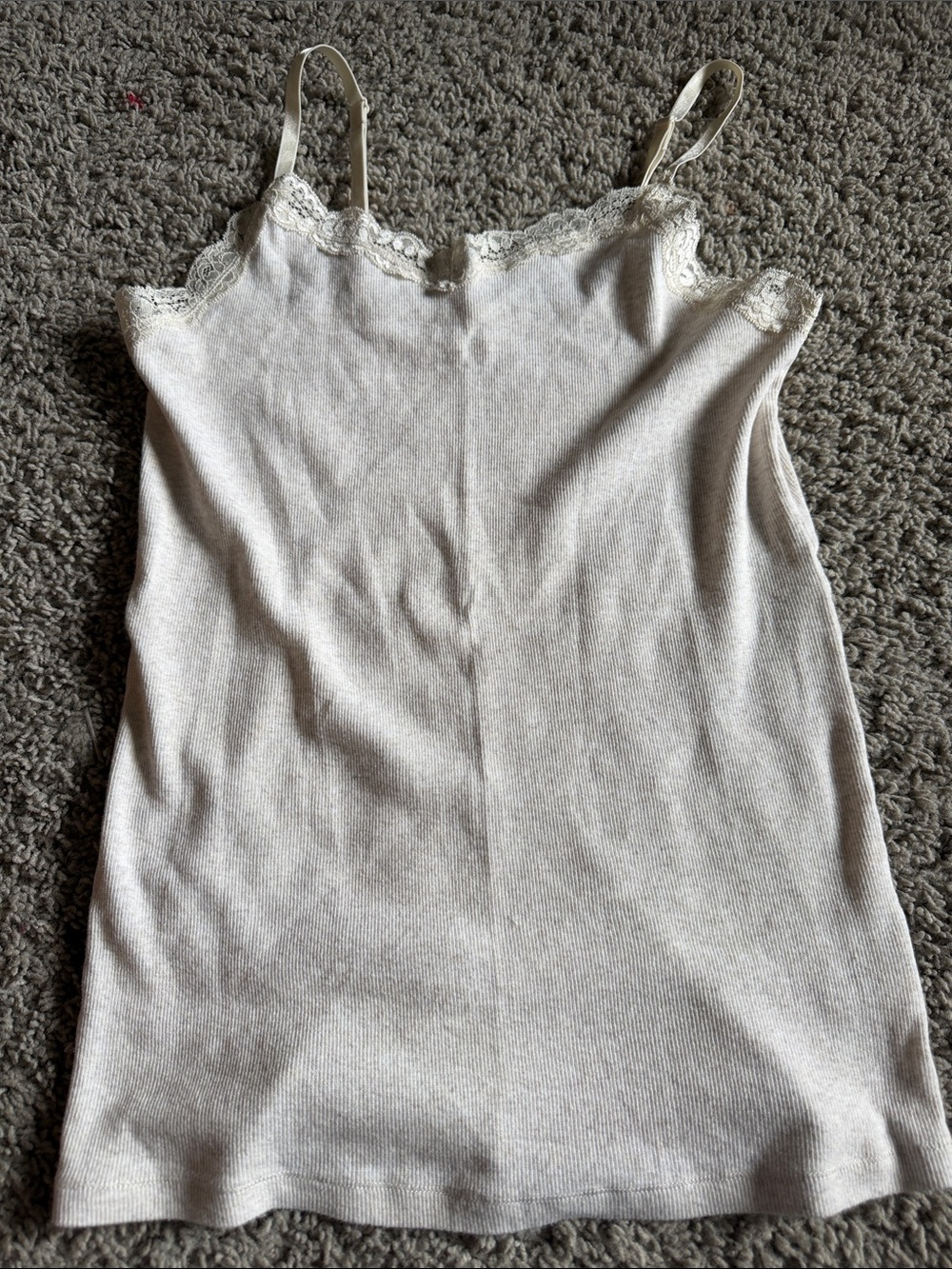 Faded glory Lace-Trim Ribbed Cami Tank Top - Cream